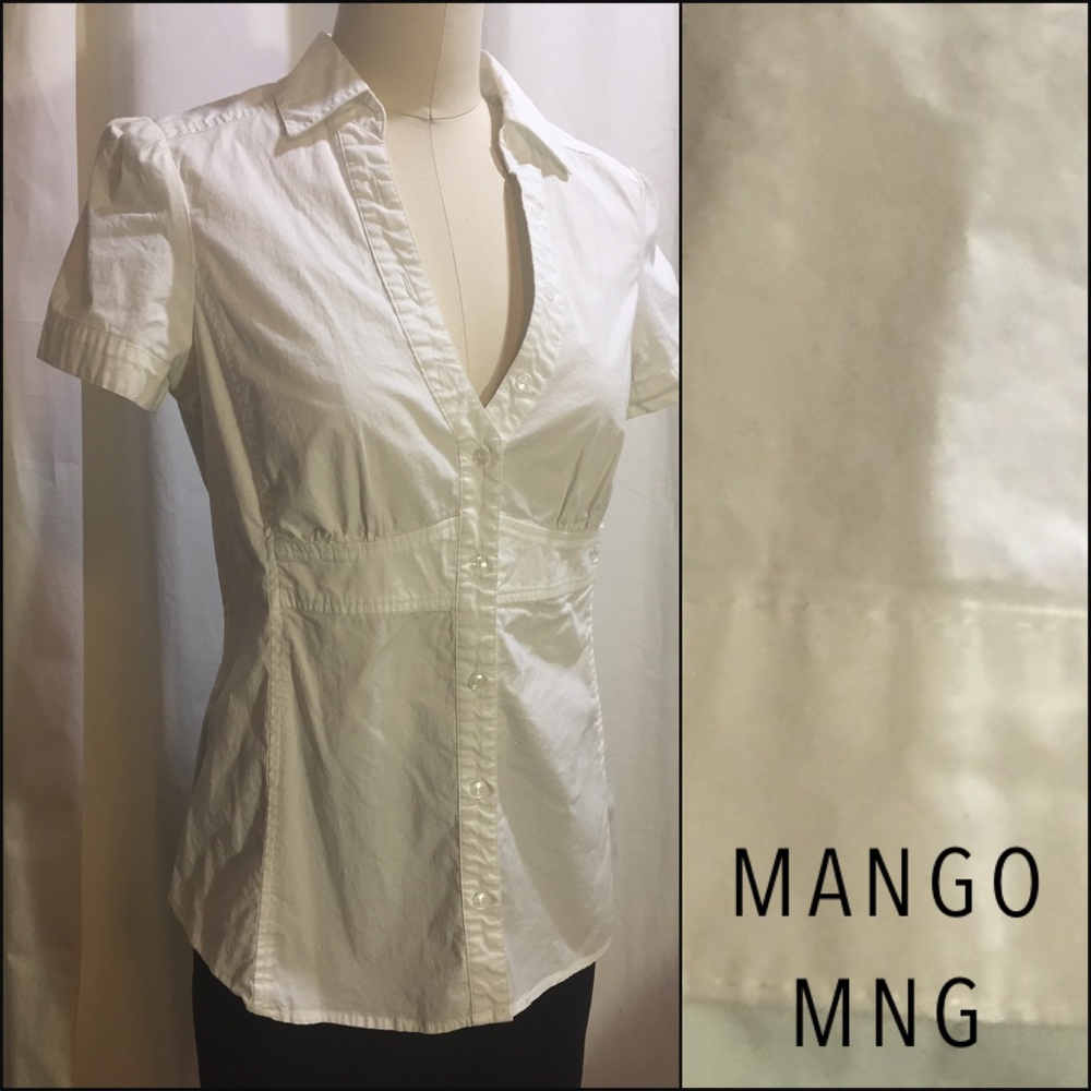Mango White Button Down Shirt